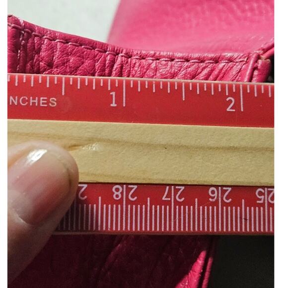 Genuine Pebble Leather Crossbody DK Pink 9"x5" Wallet  Phone Case 48" Strap New - Picture 8 of 10